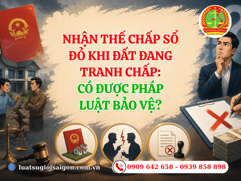 Nhận thế chấp sổ đỏ khi đất đang tranh chấp, không công chứng có được pháp luật bảo vệ?