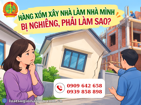 Hàng xóm xây nhà làm nhà mình bị nghiêng, phải làm sao?