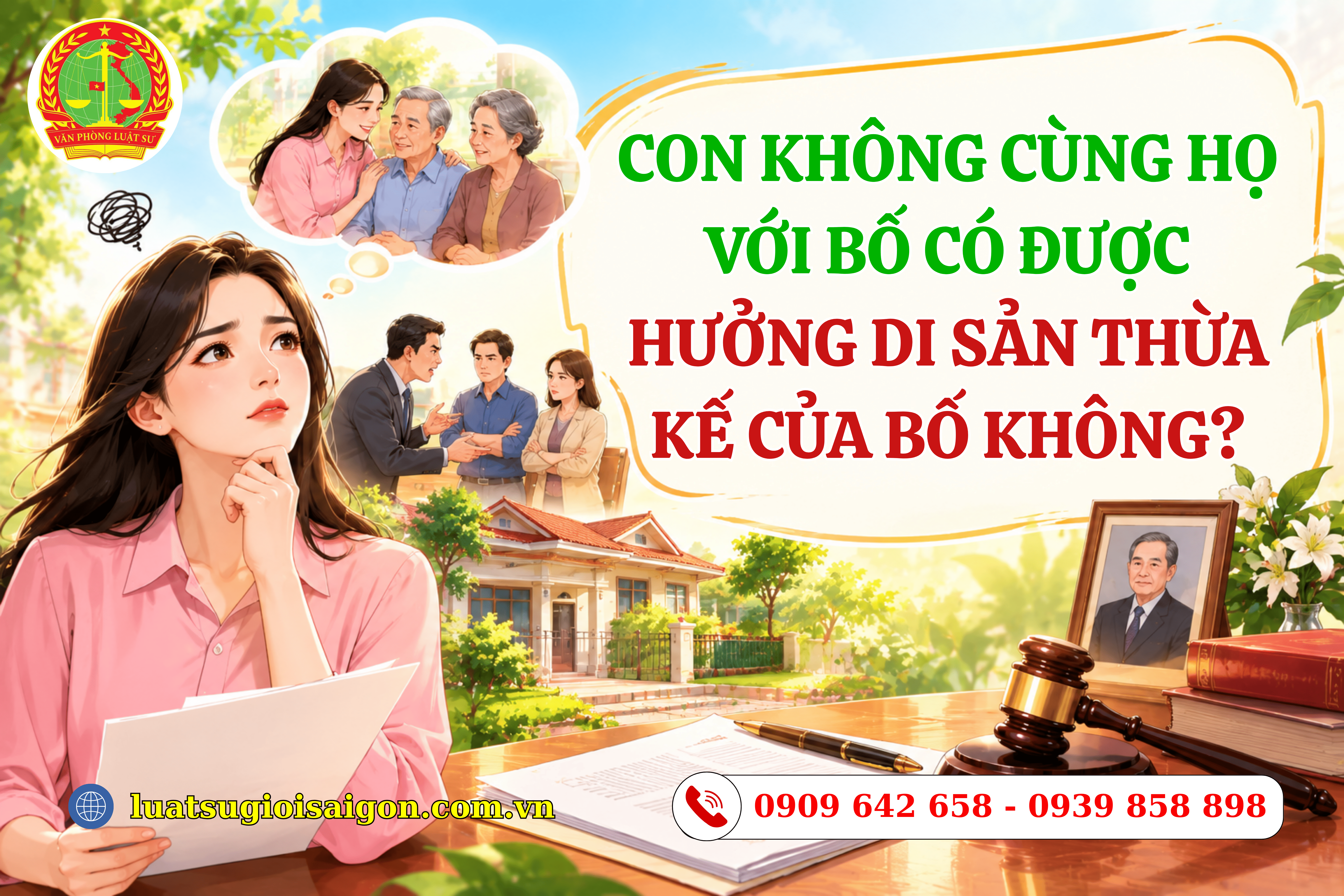 CON KHÔNG CÙNG HỌ VỚI BỐ CÓ ĐƯỢC HƯỞNG DI SẢN THỪA KẾ CỦA BỐ KHÔNG-0909642658