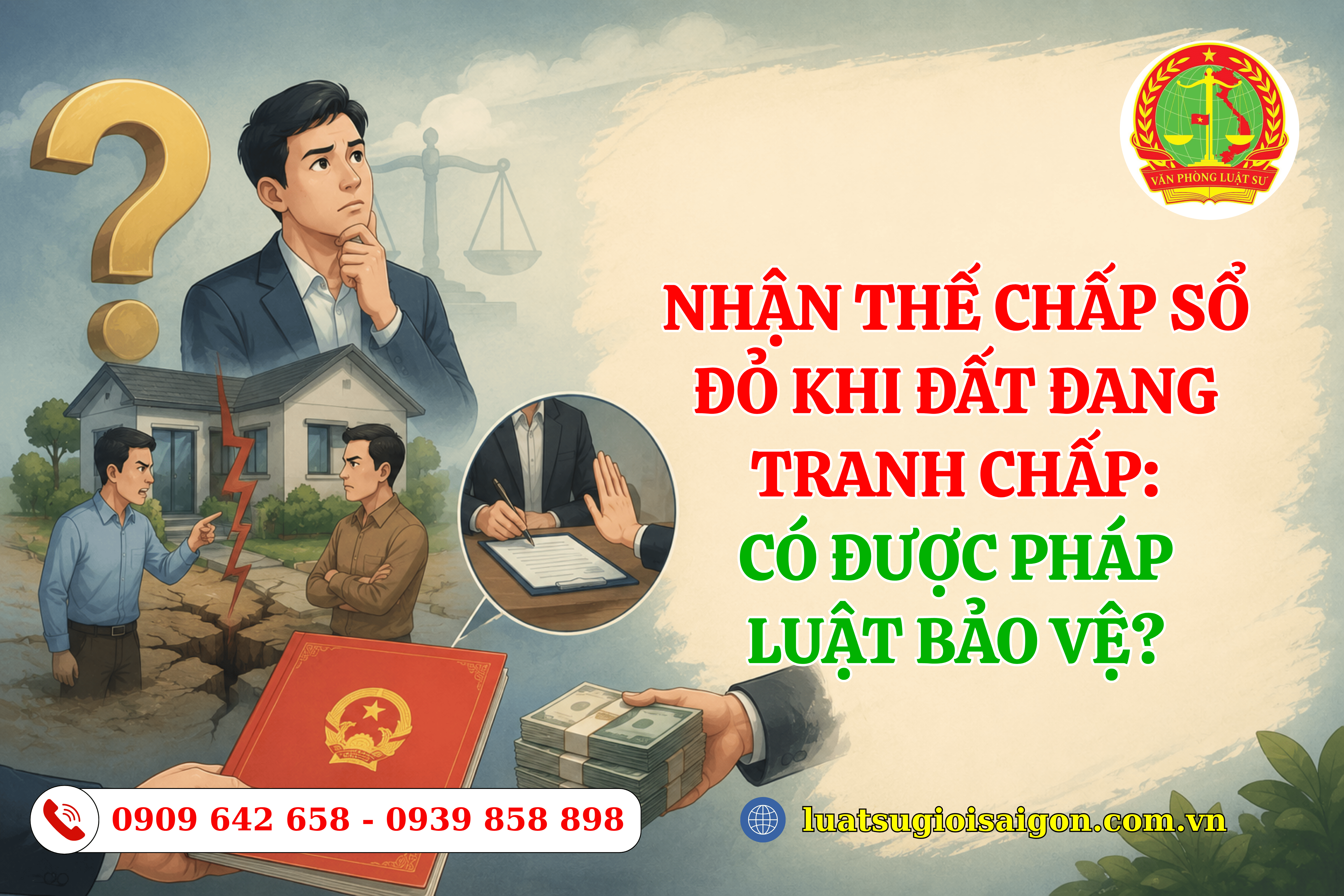 Nhận thế chấp sổ đỏ khi đất đang tranh chấp, không công chứng có được pháp luật bảo vệ?
